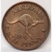 AUSTRALIA 1950Y. HALF 1/2 PENNY . VARIETY . WIRE IN DIE and DIE CRACKS